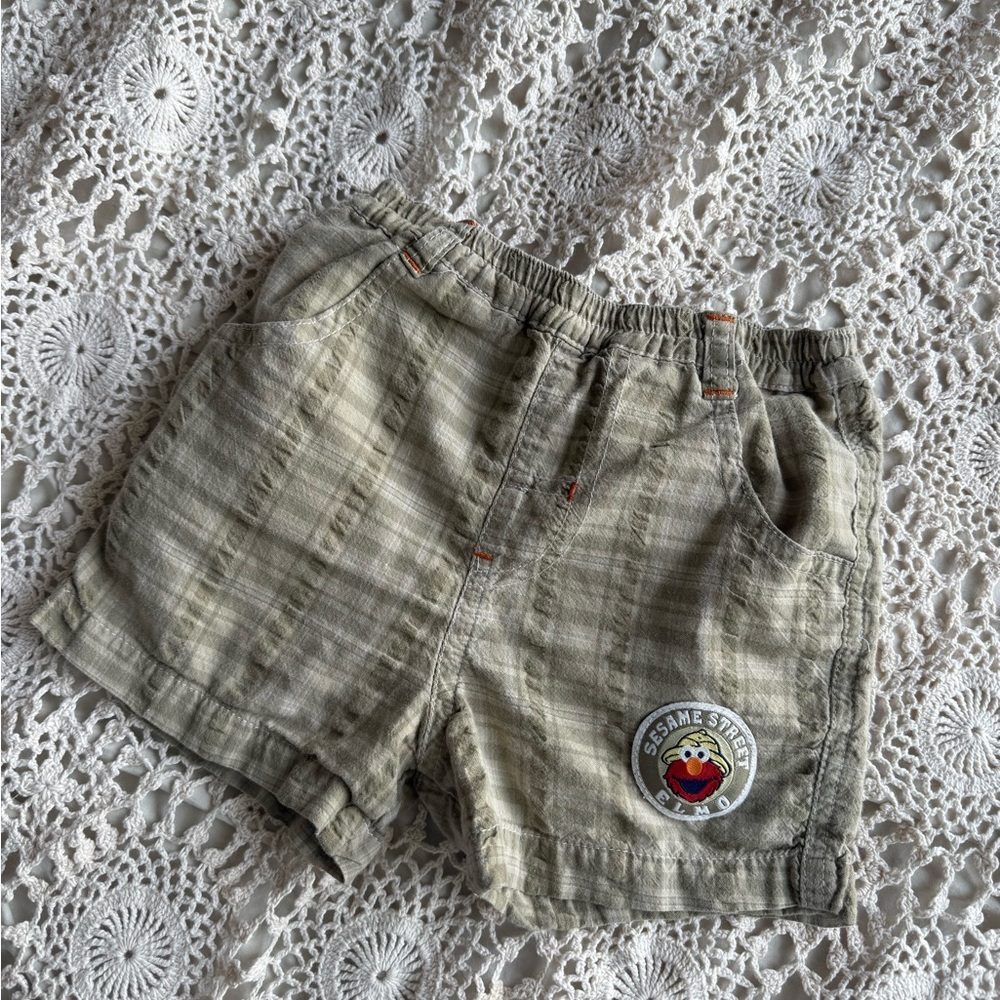 Y2K Sesame Street Elmo Plaid Shorts